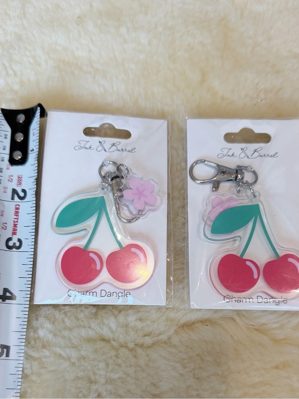 Ink & Barrel Bag Cute Cherry Charm Dangle Keychain